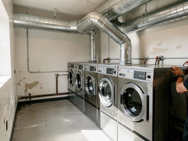 Foxborough Dryer Vent Cleaning team performing large-scale commercial dryer vent cleaning in Foxborough